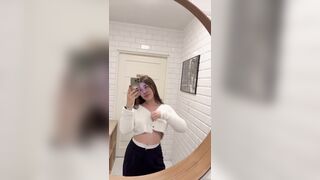 Pretty girl shows her tits.