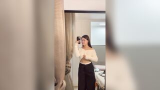 Sexy girlfriend turns naked in front of the mirror